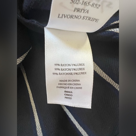 NEW Rails Priya Metallic Striped Wrap Dress Knee Length Blue Black Women Size S - Picture 7 of 7